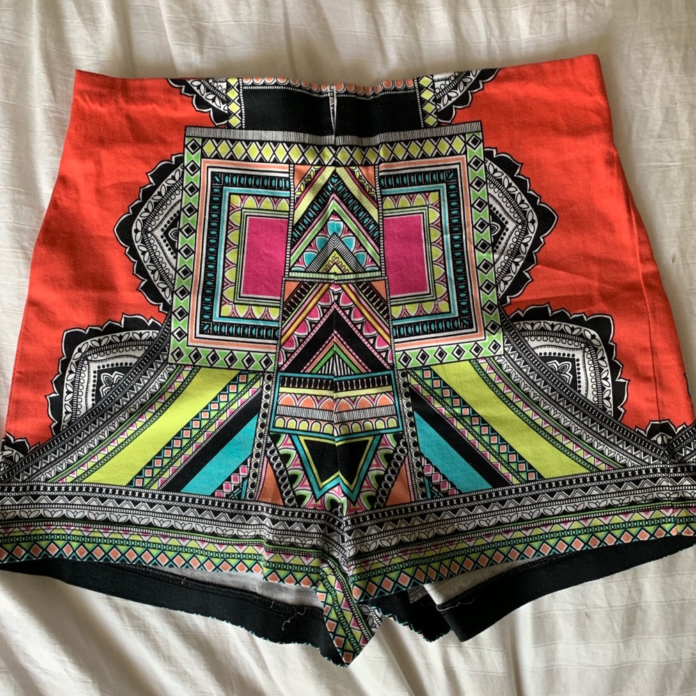 Flying Tomato colorful zip up high waisted shorts